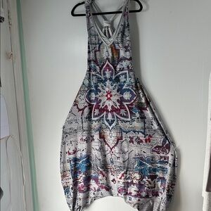 Colorful Sleeveless Boho style Harem jumpsuit with Abstract Print